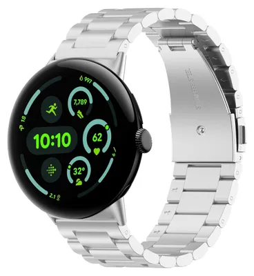 Obrázek produktu pro Náramek z nerezové oceli pro Google Pixel Watch 4 / 3, 45 mm, design se třemi korálky, stříbrný