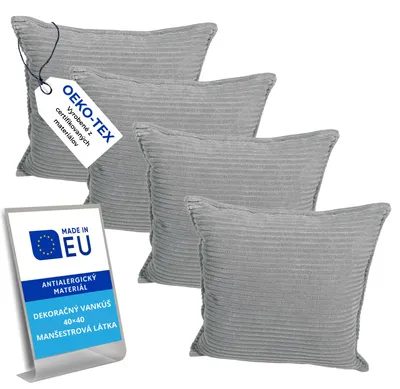 Obrázok produktu pre Pillows24 – 4x dekoratívne vankúše 40x40 z manšestru | Mäkké dekoratívne vankúše a vankúše na pohovku | Dekoratívne vankúše 40x40 na paletové vankúše v obývacej izbe a na balkóne | Vankúše na pohovku vyrobené v EÚ | Ružové