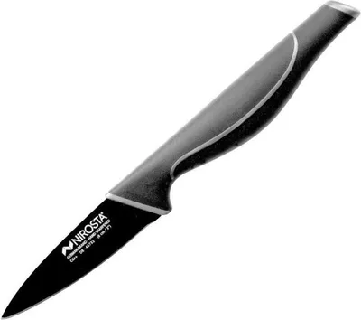 Produktbild von NIROSTA Gemüsemesser WAVE, Küchenmesser aus Edelstahl mit Soft-Touch Griff, handgeschärfte Klinge mit schwarzer Antihaftbeschichtung, Obstmesser (Klingenlänge: ca. 9 cm)