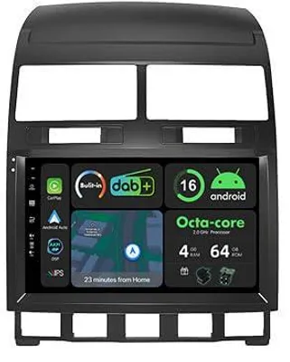 Productafbeelding van 9" [4G+64G-DAB] Android 16 Autoradio voor VW Touareg (2002-2010) - DAB+, CarPlay, Android Auto, GPS, Bluetooth 5.0