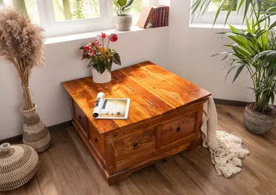 Produktbild von MASSIVMOEBEL24 Truhe Akazie 90x90x45 honig  lackiert OXFORD #0415