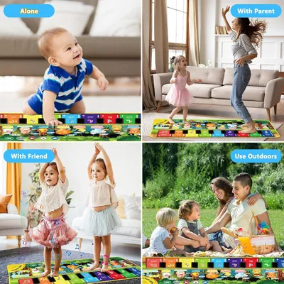 Productafbeelding van Baby speelgoed vanaf 1 jaar – 2-in-1 muziekmat: piano en trommelmat voor peuters, met 8 pianotoetsen, 5 trommeltjes, 6 instrumentgeluiden en 13 demomelodieën – Muziekspeelgoed met prinsessenthema voor meisjes van 1 tot 5 jaar
