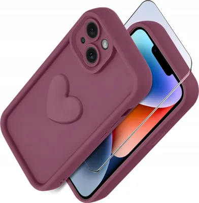 Zdjęcie produktu dla Etui do iPhone 13 | 14 silikonowe MATOWE serce + Szkło ochronne na ekran 9H