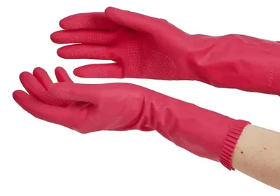 Haushaltshandschuhe Latex, Baumwoll-Innenfutter, 1 Paar, S/M
