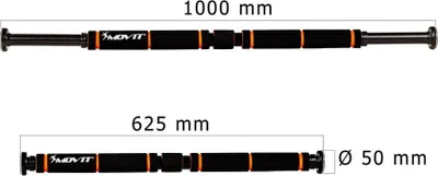 Two pull-up bars are shown with dimensions indicated.
