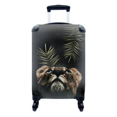 Produktbild von MuchoWow® Koffer Handgepäck Trolley Rollkoffer Kleine Reisekoffer mit 4 Rollen - Tiger - Porträt - Pflanzen - Cabin Size < 55x40x23 cm & 55x40x20 cm - Fotokoffer - Kabinenkoffer - Boardgepäck - Reise-Box - Reisekoffer - Reisegepäck - Koffer mit Bild - Trolley für Kinder