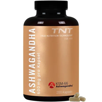 Produktbild von TNT Ashwagandha KSM-66® - hochdosiert: 600mg pro Kapsel (200 Kapseln)