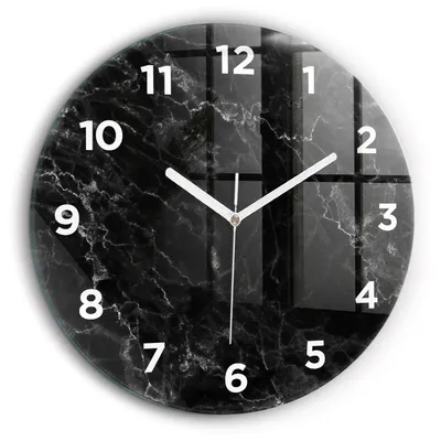 Produktbild von Wallfluent Große Wanduhr – Stilles Quarzuhrwerk - Uhr Dekoration Wohnzimmer Schlafzimmer Küche - Zifferblatt - weiße Zeiger - 60 cm - Dunkler Marmor