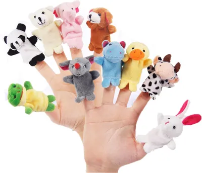Imagen del producto de Juego de marionetas de dedo de felpa, de 20 piezas, de colores variados, para niños
