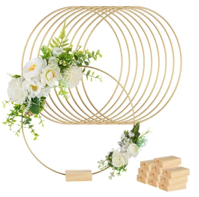 Produktbild von 10 goldene Blütenreifen für DIY-Dekoration – 30 cm