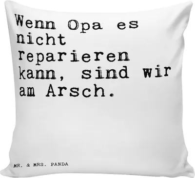Produktbild von Mr. & Mrs. Panda couch kissen Wenn Opa es nicht... - Weiß - Geschenk, Zitate, Kuschelkissen, Sofakissen, Papa, 40x40, Dekokissen, Polster, bester, Großeltern, Opi
