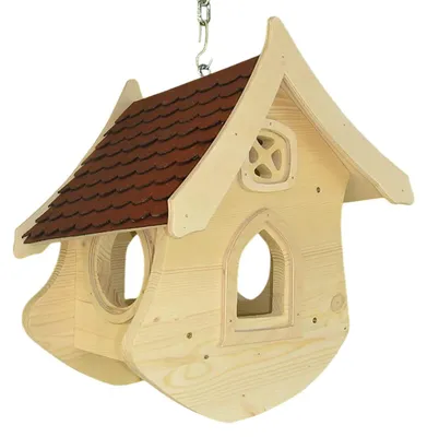 Produktbild von Vogelhaus Liselle aus Fichtenholz in roter Landhausform 28x33x40 cm