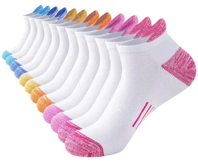 Produktbild von Sneakersocken Damen - Atmungsaktiv - Rutschfest - Gepolsterte Sportsocken - 6 Paar - Größe 35-38/39-42 - Baumwolle - Knöchelsocken