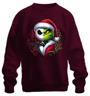 Produktbild von Nightmare before Christmas Grinch Skelett - Weihnachten Sweatshirt Pullover, Burgundy, M