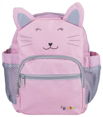 Image de Sac à dos 3 compartiments Sweet Animals, motif chat rose - Gimboo