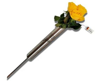Produktbild von Grabvase -mit gravur- 4cm Wetterfest Vase Edelstahl Rostfrei Hochwertig Grabschmuck Friedhofsvase Exklusiv