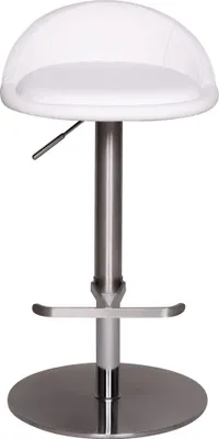 Obrázek produktu pro Barová stolička FineBuy, nerezová ocel, bílá barva, výškově nastavitelná sedací část (54-79 cm), barová židle s opěradlem, bistro stolička, polstrování, otočná o 360°