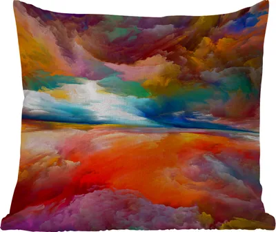 Produktbild von MuchoWow® Outdoor Kissen - Gemälde - Ölgemälde - Abstrakt - Wolken - 45x45 cm - Wetterfest - Lounge Kissen - Fotokissen - Dekoratives Kissen