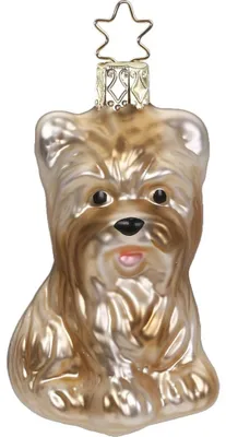 Zdjęcie produktu dla Ozdoba choinkowa pies Yorkshire Terrier szklana 7,5cm brązowa, 1 szt