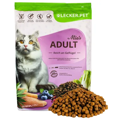 Produktbild von 2,5 kg Lecker.Pet® Mia's Adult Herzhaftes Geflügel Katzenfutter Trockenfutter Vollnahrung