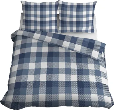 Produktbild von Bettwäsche, Baumwollsatin, hohe Qualität 200x220 4825a Blau kariert
