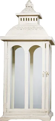 Produktbild von Laterne COUNTRY creme weiß aus Metall mit Rundbogenfenstern H59cm - GROSS