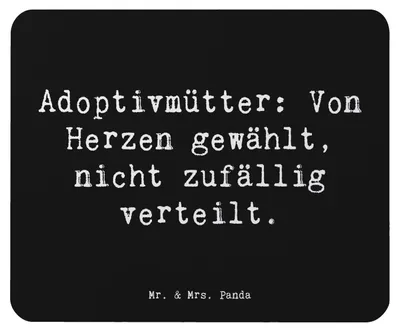 Produktbild von Mr. & Mrs. Panda Mauspad Spruch Adoptivmutter Liebe - Schwarz - Geschenk, persönliche Erinnerungen, Lächeln, laptop mousepad, Adoption, mousematte, Elternschaft, pc