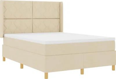 Image de vidaXL Lit boxspring avec matelas Crème 140 x 200 cm Tissu
