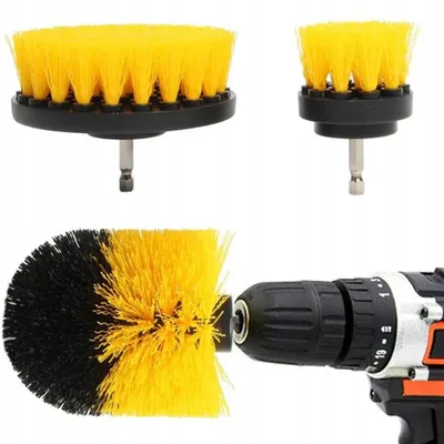 Produktbild von 3x Bürstenaufsatz Reinigungsbürste für Akkuschrauber Bohrmaschine Nylonbürsten Set 3-teilig