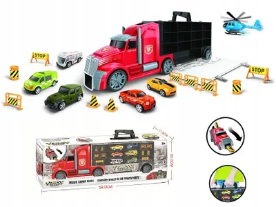 Produktbild von Lastwagen mit Autos Autowerfer Tir Abschleppwagen 666cz