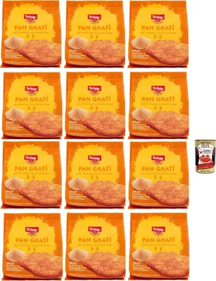 Produktbild von Schär Gluten Free Pan Gratí für Eine Knusprige und Schmackhafte Panade Präparat zum Panieren 12x 300g Packung + Italian Gourmet polpa 400g