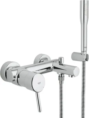 Immagine prodotto di Grohe Concetto Mitigeur monocommandé pour bain, saillie 156mm, montage apparent, avec ensemble de douche, chrome, 32212001, 32212001