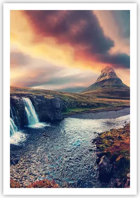Produktbild von Poster - Poster ohne Rahmen - Wasserfall Himmel Berg - 70x100 cm - Wand Bild - Wanddeko - Wandbilder - Kunstposter - Wandposter - Bilder - Kunstdruck - Wanddekoration - Wandbild - P2XPA70x100-5111