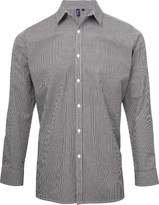 Obrázek produktu pro Pánská bavlněná košile s dlouhým rukávem Premier Workwear Microcheck (Gingham)