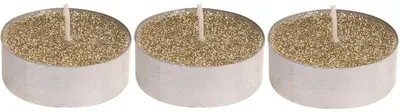 Produktbild von Teelicht-Kerzen - 3x - gold - 6 cm - mit Glitter - Kerzen