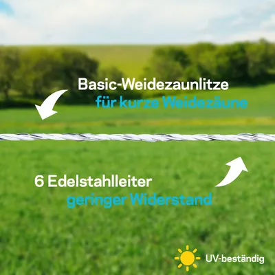 Produktbild von Pulsara Weidezaunlitze Basic (weiß) - 200 m