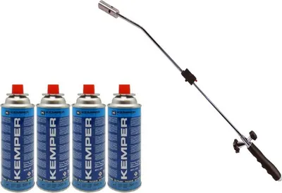 Image de Desherbeur thermique piezo Chalumeau gaz + 4 Recharges gaz KEMPER