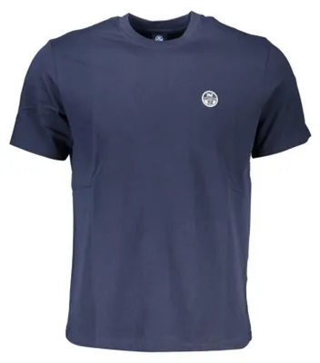 Produktbild von Herren Kurzarm T-Shirt in Blau mit Applikation und Rundhals
