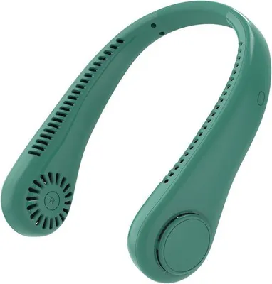 Zdjęcie produktu dla Miniaturowy wentylator USB, 3 prędkości, wentylator na szyję dla dzieci i dorosłych, do użytku na świeżym powietrzu i podczas uprawiania sportu, zielony