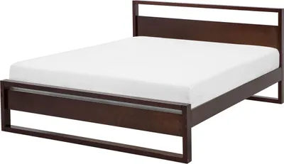 Obrázek produktu pro BELIANI Postel s rámem z tmavě hnědého borového dřeva 140 x 200 cm s čelo v retro stylu