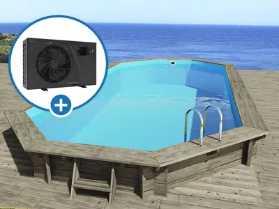 Produktbild von Holzpool "Ibiza 145" - 8,57 x 4.57 x 1,45 m + Wärmepumpe - Leistung 6,1 kW