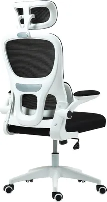 Produktbild von HOMCOM Ergonomischer Bürostuhl mit hochklappbaren Armlehnen und Kopfstütze, Drehbarer Schreibtischstuhl mit einstellbarer Höhe, Schwarz