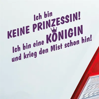Produktbild von Auto Aufkleber Ich bin keine Prinzessin! ich bin eine Königin Krone 19x9 cm Lila Sticker Heckscheibenaufkleber