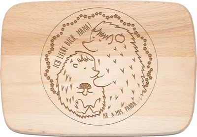 Produktbild von Mr. & Mrs. Panda Holzbrett Igel Mama - Transparent - Geschenk, Familie, massivholzbrett, schneidbrett, Muttertag, Liebe, Weihnachten, Schneidebrett, Geburtstag