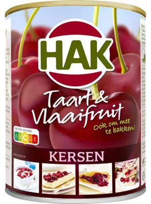 Produktbild von Hak Taart & Vlaaifruit Kersen 430g – Fruchtiger Kirschbelag für Kuchen & Torten