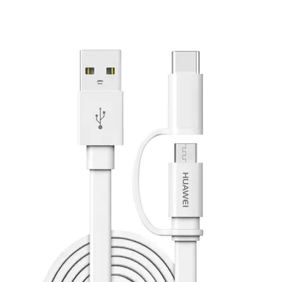 Produktbild von Huawei Honor - 2in1 Ladekabel + Datenkabel - Micro USB und USB Typ C - Weiss