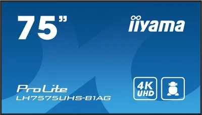 Zdjęcie produktu dla iiyama LH7575UHS-B1AG, Płaski panel Digital Signage, 190,5 cm (75"), LCD, 3840 x 2160 px, Wi-Fi, 24/7