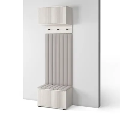 Produktbild von Garderoben-Set Ritmo version 5 mit Schuhregal und Polsterplatten, Ideal für Flur und Eingangsbereich (Cashmere, Trinity 03)