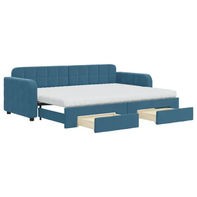 Immagine prodotto di vidaXL Letto da giorno allungabile con cassetti blu 80x200 cm in velluto