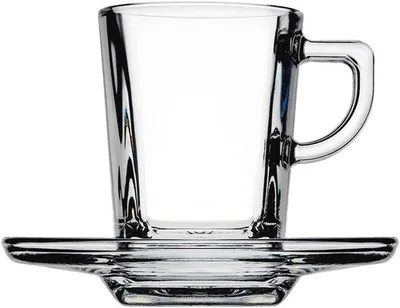 Productafbeelding van Transparante Espressokopjes met Schoteltjes - Set van 6